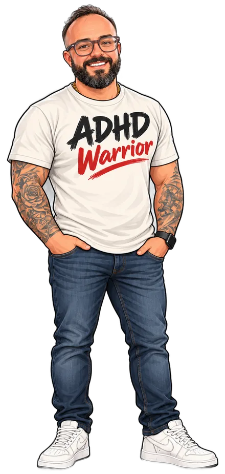 Illustrated portrait of Aaron Bentley, ADHD coach